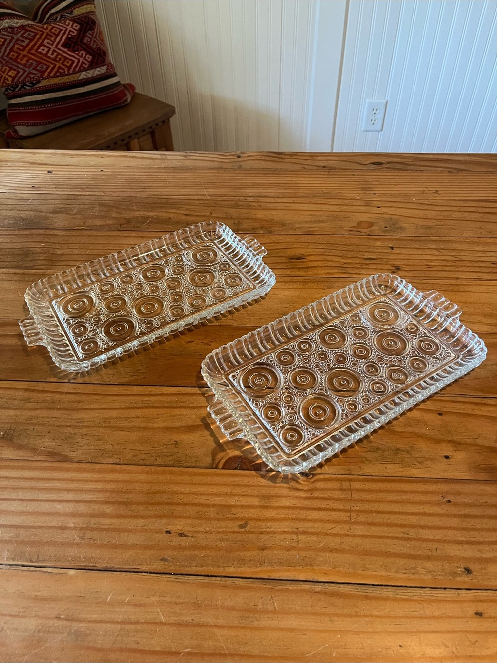 Vintage Pressed Glass Serving Tray Set of 2